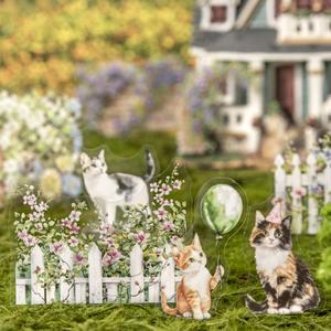 15 autocollants par paquet Cat in the Backyard Series Fence Landscaping Stickers - Product Image 1