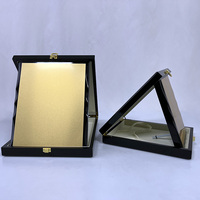 Plaques de certification en bois personnalisées avec plaque métallique rectangulaire or, argent, bronze MH-NJ0728