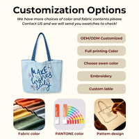 Tas Kanvas Katun Fashion dengan Logo Cetak Kustom, Kapasitas Besar, Tas Belanja Kanvas Putih dengan Saku dan Resleting untuk Pasokan Grosir
