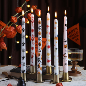 25cm Ghost Printed <b>Long</b> Taper <b>Candle</b> Smokeless Paraffin Wax Halloween European Style Creative Holiday Decoration Gift <b>Candles</b> - Product Image 3
