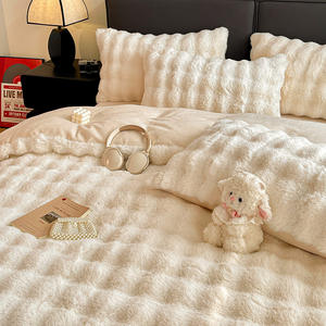 Parure de <span class=keywords><strong>couette</strong></span> haut de gamme personnalisable en velours de lapin épais et pelucheux, 400 fils/cm², respirante, écologique, durable, confortable, toutes saisons, effet <span class=keywords><strong>nuage</strong></span> de vison - Product Image 3