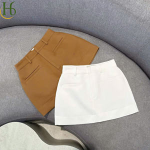 Minifalda de punto de cintura alta para mujer, estilo oficina, mezcla de poliéster transpirable teñida lisa, para todas las estaciones - Product Image 2