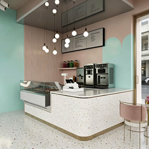 Bancone e Vetrina Espositiva Personalizzati per <span class=keywords><strong>Gelateria</strong></span> Moderna con Piano in Marmo e Vetrina per Gelato in Vetro - Product Image 2