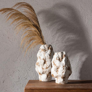 Vaso Cilindrico in Ceramica Fatto a Mano in Stile Cinese Moderno, Design Rustico Effetto Pietra <span class=keywords><strong>con</strong></span> Smalto Opaco per Arredamento Casa, Stile Orientale - Product Image 1