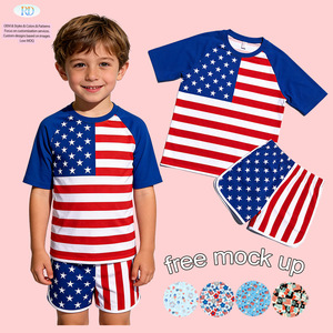 Ensemble 2 pièces pour enfants avec imprimé drapeau américain, t-shirt raglan unisexe et short, ensemble drapeau américain pour tout-petits, tenue de <span class=keywords><strong>vacances</strong></span> pour garçons et filles, 4 <span class=keywords><strong>juillet</strong></span> - Product Image 4