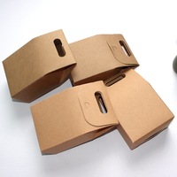 Vente en gros de petites boîtes brunes en papier kraft pour biscuits, bonbons, cadeaux, thé, avec poignée et fenêtre