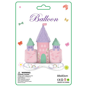 Ballon en aluminium rose en forme de château 75x68cm pour décoration de fête d'anniversaire - Product Image 3