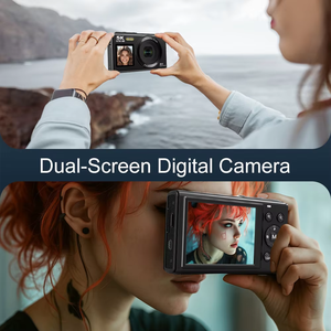 Cámara Digital Retro con Zoom Óptico de 18x, Sensor CMOS de 80MP, Pantalla Dual de 2.4+1.4'', Video 5K, Vlog, Selfie, DV, Tarjeta SD - Product Image 5