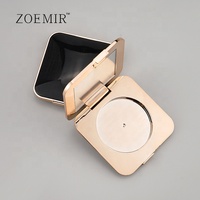 10g Glänzendes Gold Quadratisches Kompaktpuder-Etui Lidschatten-Etui Einzelne Runde Palette Leere Rouge-Palette mit Spiegel
