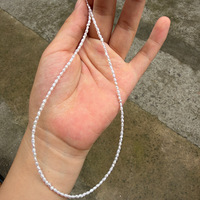Perles de culture d'eau douce naturelles sans noyau, en forme de riz, qualité 3A, ultra-fines, blanc frais, 2 mm, pour chaîne délicate et irrégulière