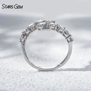 StarsGem Bague Hug ouverte sur le devant en or massif 10K, 1,0 carat total, couleur E, diamant de laboratoire taille poire, plaqué rhodium, pour anniversaire et mariage - Product Image 3