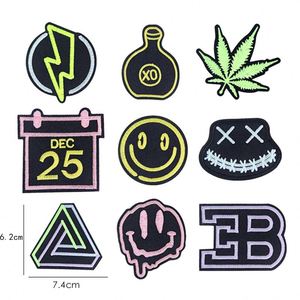 New Design Iron on Funny Embroidery Noctilucence Smile Patch for Clothing - Product Image 3