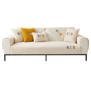 Coussins de canapé d'hiver en laine d'agneau antidérapants, housses de canapé tout compris, tissu de couverture intégrale, vente en gros, doux - Product Image 5