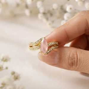 Gold plated Rose Quartz Marquise Cut <b>Ring</b> <b>Silver</b> <b>Ring</b> Fashionable Classic Style Statement <b>Ring</b> <b>eternity</b> vermeil <b>ring</b> - Product Image 6