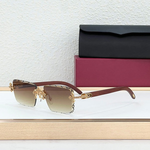 Gafas de Sol Sin Marco con Adornos de Diamantes, Lentes Degradadas, Protección UV400, Estilo Moderno para Mujer - Product Image 3