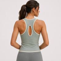 Nouveau débardeur de yoga 2026 à col carré pour femme, avec biais contrastant, rembourré, séchage rapide, respirant, dos en goutte d'eau, idéal pour le fitness et la gym