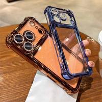 Coques de téléphone transparentes antichoc de luxe avec placage brillant pour iPhone 18 Pro 17 16 15 14 13 12 11 Pro Max