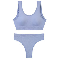 Soutien-gorge et Penty Sexy pour filles, gilet de sport sans fil, soutien-gorge à bonnets fins rembourrés, sous-vêtements sans couture, ensemble de soutien-gorge et culotte de grande taille pour femmes, 1703