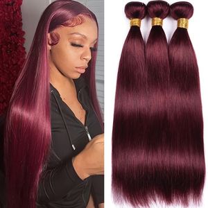 # Extensions de cheveux humains lisses 99J rouge <span class=keywords><strong>vin</strong></span>, 10-30 pouces, double trame machine, cheveux européens et américains - Product Image 1