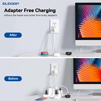 Tomacorriente de Pared Doble ELEGRP Universal con Cargador USB y Puerto Tipo C, 3 Puertos USB AC