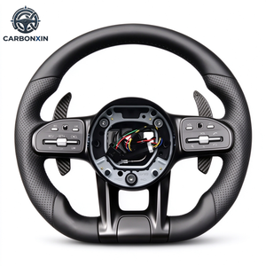 Volant en cuir noir semi-perforé pour Mercedes Benz W204 W205 W213 W219 W222 A45 E63 Gle Gls Amg Gt C63 G63 G65 - Product Image 2