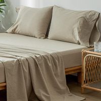 Parure de draps de luxe en coton et lin avec rideaux, ensemble de 8 pièces, draps en coton et taies d'oreiller personnalisables en promotion