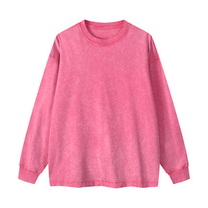 เสื้อยืดแขนยาวผู้ชายสีพื้น 270 กรัม ผ้าฝ้ายแท้ ทรงหลวม คอกลม สไตล์อเมริกัน สำหรับใส่ลำลอง - Product Image 4