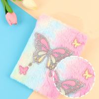 Vente en gros de taille A5 en peluche avec papillons de style imprimé grand livre pour étudiants carnet de notes à couverture en papier cadeau pour filles