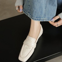 Mocassini da Donna con Punta Quadrata in Vera Pelle, Scarpe Basse Semplici e Versatili per il Lavoro, Nuovo Stile Estate 2026