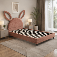 Lit plateforme moderne de luxe en velours avec tête de lit rembourrée douce, taille Queen et King, mobilier de chambre à coucher