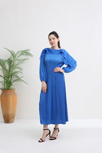 Miyake femmes à manches longues Style Boho <span class=keywords><strong>robe</strong></span> élégante modeste Maxi plissé tenue décontractée pour le bal d'été grande taille pour les femmes musulmanes - Product Image 3