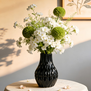 Vaso in Ceramica Smaltata Colorata Stile Francese, Ampia Apertura, Bianco, per Soggiorno, Contenitore di Lusso per Fiori Secchi, Idroponico - Product Image 3