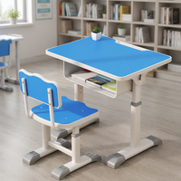 Fournisseur mondial de premier plan, table d'étude pour enfants, hauteur réglable, cadre en métal, chaise ergonomique, ensemble bureau et chaise d'école pour étudiants