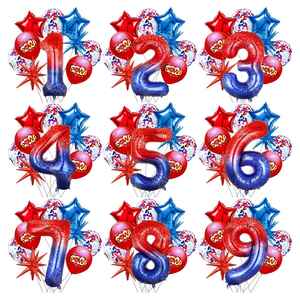 Ballons en feuille et ballons en latex sur le thème du héros araignée, numéro 40 pouces, 1-9, décoration d'anniversaire pour fête de dessin animé, fournitures d'anniversaire - Product Image 2