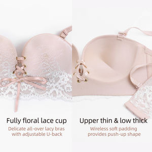 <span class=keywords><strong>Reggiseno</strong></span> Push-up PAERLAN da Donna con Lacci Frontali e <span class=keywords><strong>Pizzo</strong></span> Floreale, Convertibile <span class=keywords><strong>Senza</strong></span> <span class=keywords><strong>Spalline</strong></span>, Disponibile in Stock per Vendita all'Ingrosso - Product Image 4