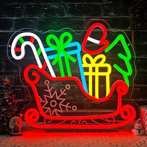 Lumière décorative LED néon en forme de traîneau de Noël pour intérieur, mur, fenêtre, enseigne de magasin, lumière d'ambiance 5V 12V - Product Image 1