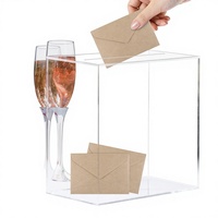 Boîte à cartes de mariage Hooqict en acrylique transparent, hermétique, épaisseur 3 mm, finition brillante, assemblage facile, avec fente, pour réception et souhaitements