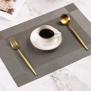 Placemats Heat-Resistant Dining Table Placemats Stain Resistant Anti-Skid Washable PVC Kitchen Table Mats Woven Vinyl Placemats