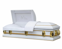Cercueil en métal blanc de style américain, calibre 20, pour adultes, fournitures funéraires
