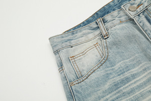 American Retro Wash to Do <strong>Old</strong> <strong>Light</strong> Blue Jeans Male European and American Fashion Brand High <strong>Street</strong> Straight Leg Pants Couple - Product Image 3
