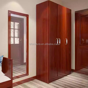 Juego completo de habitación doble con cama de madera, cabecero, mesitas de noche, escritorio, mueble para TV y armario para proyectos de dormitorios de hoteles de 3 estrellas - Product Image 4