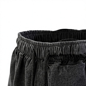 Shorts décontractés pour hommes en coton élasthanne, écologiques, respirants, taille mi-haute avec cordon de serrage, personnalisables avec logo OEM - Product Image 3