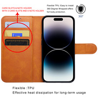 Étui portefeuille en cuir pour iPhone 15, étui de téléphone en cuir, portefeuille en cuir Floveme Business, étui de téléphone en cuir PU pour iPhone 15