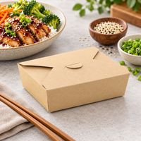 Boîte d'emballage alimentaire jetable biodégradable en kraft brun, boîte à lunch en papier écologique, boîte portable