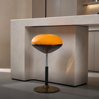 Tabouret de comptoir moderne sans dossier, design champignon, assise rembourrée douce, pivotant à 360°, hauteur réglable, base métallique pour la maison