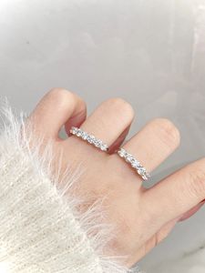 Bagues de mariage en platine PT950 avec diamants de laboratoire, alliances à une rangée pour femmes, bijoux de luxe écologiques, MOQ 2 pièces avec rapport - Product Image 2