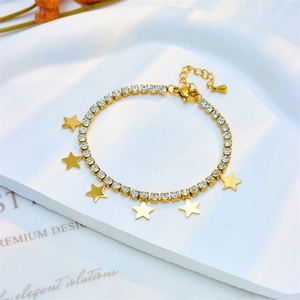 Women's Stainless Steel Non-Fading Star Pendant Necklace Bracelet Wedding Party Engagement <b>Jewellery</b> <b>Set</b> with Zircon Gift - Product Image 3