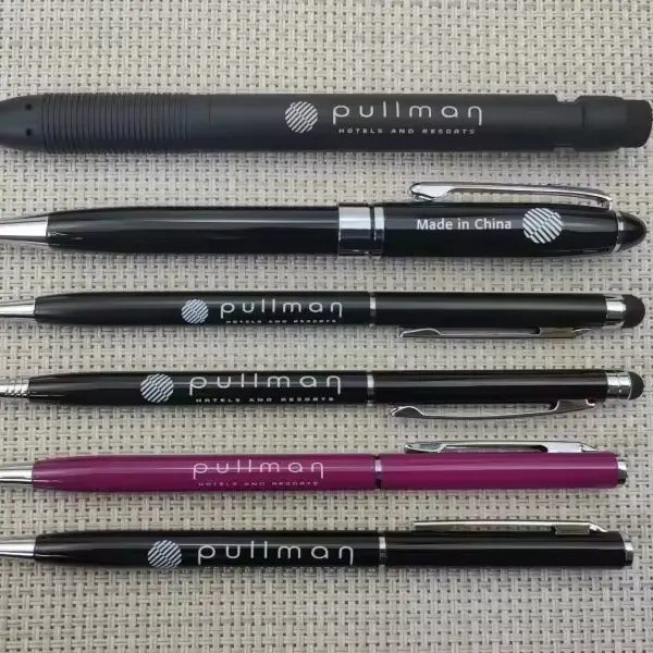 Haute qualité vente chaude luxe or clip caoutchouc pullman hôtel stylo à bille avec pullman logo stylo à bille stylet stylos promotionnels