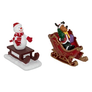 Accessoire de village de traîneaux avec poupées ou rennes 8.2X4.6 H. 9.5CM ASS. - Product Image 1