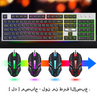 En stock, clavier et souris de jeu filaires LED arabes, ensemble ergonomique pour ordinateur de bureau